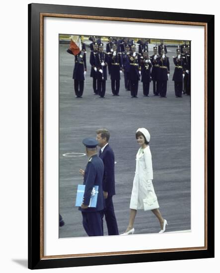 Pres. John Kennedy and Wife Jacqueline During a State Visit to Mexico-John Dominis-Framed Photographic Print