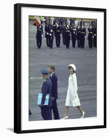 Pres. John Kennedy and Wife Jacqueline During a State Visit to Mexico-John Dominis-Framed Photographic Print