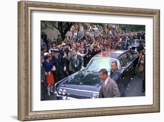 Pres. Johnson's Limo Attacked by Anti-Vietnam War Protesters in Melbourne, Oct. 21, 1966-null-Framed Photo