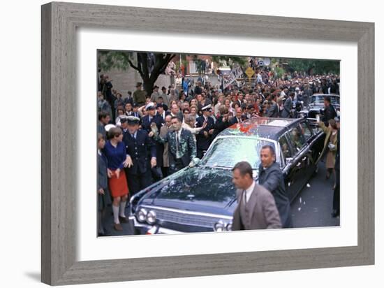 Pres. Johnson's Limo Attacked by Anti-Vietnam War Protesters in Melbourne, Oct. 21, 1966-null-Framed Photo