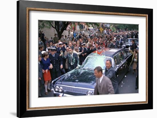 Pres. Johnson's Limo Attacked by Anti-Vietnam War Protesters in Melbourne, Oct. 21, 1966-null-Framed Photo