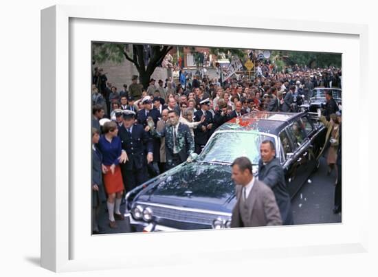 Pres. Johnson's Limo Attacked by Anti-Vietnam War Protesters in Melbourne, Oct. 21, 1966-null-Framed Photo