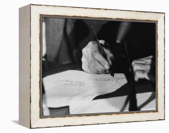 Pres. Lyndon B. Johnson Signing the Civil Rights Bill-Francis Miller-Framed Premier Image Canvas