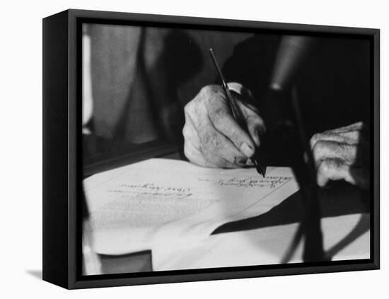 Pres. Lyndon B. Johnson Signing the Civil Rights Bill-Francis Miller-Framed Premier Image Canvas