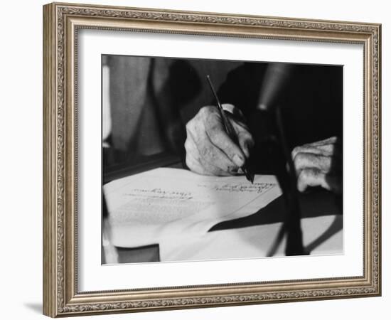 Pres. Lyndon B. Johnson Signing the Civil Rights Bill-Francis Miller-Framed Photographic Print