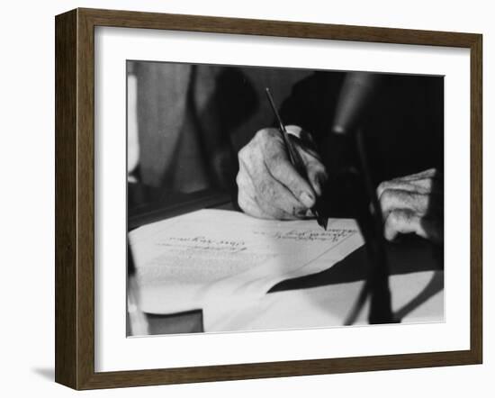 Pres. Lyndon B. Johnson Signing the Civil Rights Bill-Francis Miller-Framed Photographic Print