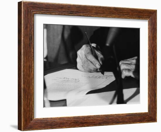 Pres. Lyndon B. Johnson Signing the Civil Rights Bill-Francis Miller-Framed Photographic Print