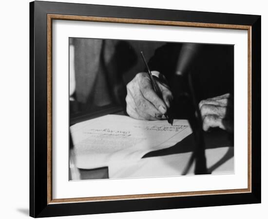 Pres. Lyndon B. Johnson Signing the Civil Rights Bill-Francis Miller-Framed Photographic Print