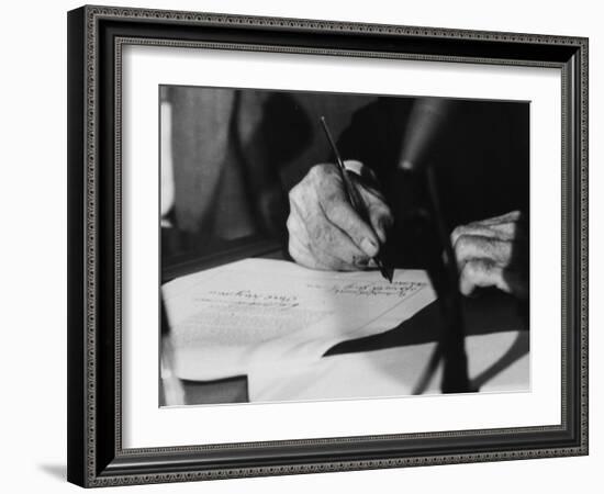 Pres. Lyndon B. Johnson Signing the Civil Rights Bill-Francis Miller-Framed Photographic Print