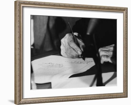 Pres. Lyndon B. Johnson Signing the Civil Rights Bill-Francis Miller-Framed Photographic Print