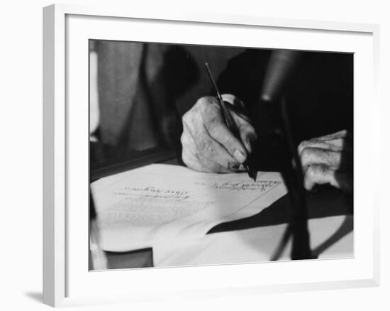 Pres. Lyndon B. Johnson Signing the Civil Rights Bill-Francis Miller-Framed Photographic Print