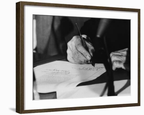 Pres. Lyndon B. Johnson Signing the Civil Rights Bill-Francis Miller-Framed Photographic Print