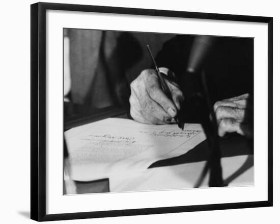 Pres. Lyndon B. Johnson Signing the Civil Rights Bill-Francis Miller-Framed Photographic Print