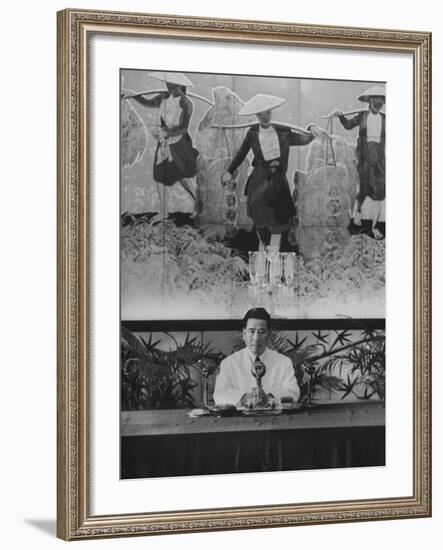 Pres.Ngo Dinh Diem at Presidential Palace on 7th Anniv. as President-John Dominis-Framed Premium Photographic Print