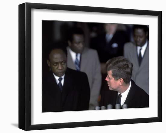 Pres. of Ghana Kwame Nkrumah Meeting W. Us Pres. John F. Kennedy to Discuss the Situation in Africa-null-Framed Photographic Print