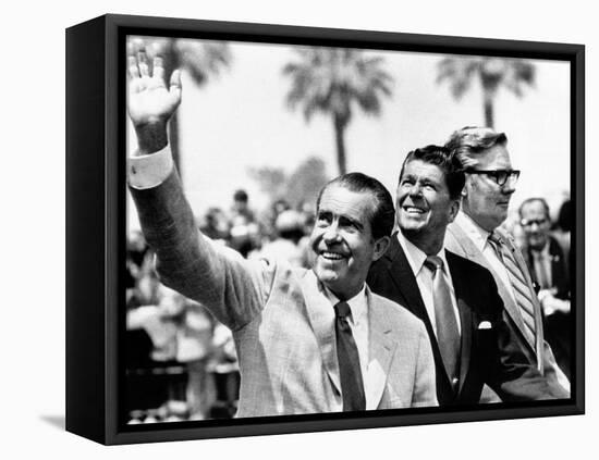 Pres Richard Nixon, Gov Ronald Reagan and Donald Johnson, Administrator of Veterans Affairs-null-Framed Stretched Canvas