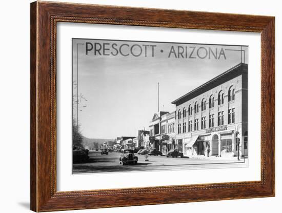 Prescott, Arizona - Montezuma St, Whiskey Row - Lantern Press-Lantern Press-Framed Art Print