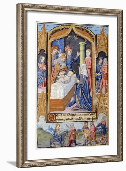 Presentation of Jesus in the Temple, Miniature from the Book of Hours Use of Poitiers-null-Framed Giclee Print