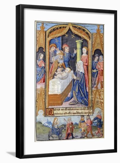 Presentation of Jesus in the Temple, Miniature from the Book of Hours Use of Poitiers-null-Framed Giclee Print