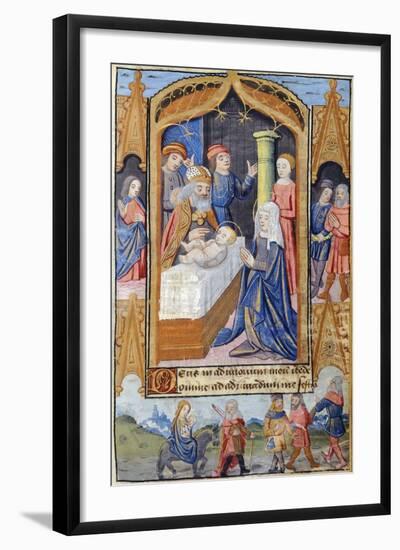 Presentation of Jesus in the Temple, Miniature from the Book of Hours Use of Poitiers-null-Framed Giclee Print