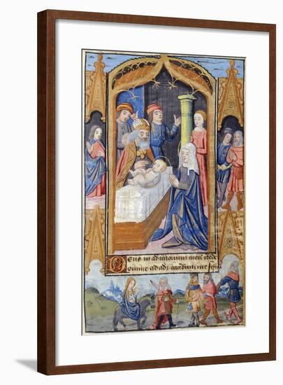 Presentation of Jesus in the Temple, Miniature from the Book of Hours Use of Poitiers-null-Framed Giclee Print