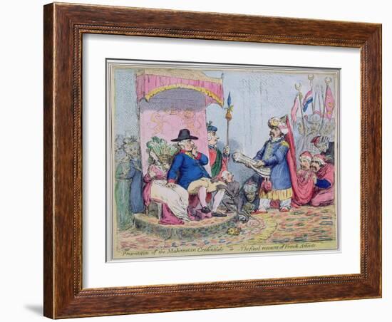 Presentation of Mahometan Credentials, or the Final Resource of the French Atheist, 1793-James Gillray-Framed Giclee Print