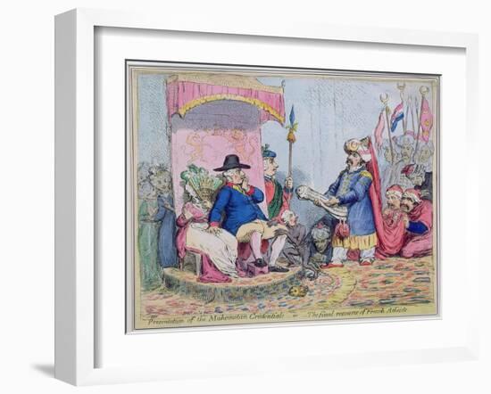 Presentation of Mahometan Credentials, or the Final Resource of the French Atheist, 1793-James Gillray-Framed Giclee Print