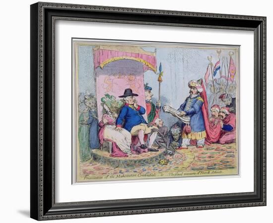 Presentation of Mahometan Credentials, or the Final Resource of the French Atheist, 1793-James Gillray-Framed Giclee Print