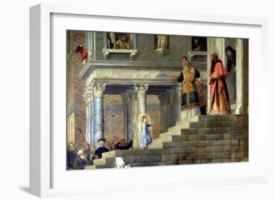 Presentation of the Virgin at the Temple, 1534-38 (Detail)-Titian (Tiziano Vecelli)-Framed Giclee Print