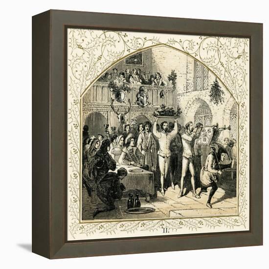 Presenting the boar 's head-Myles Birket Foster-Framed Premier Image Canvas