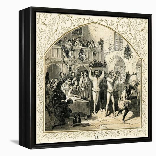 Presenting the boar 's head-Myles Birket Foster-Framed Premier Image Canvas