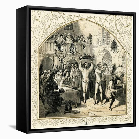 Presenting the boar 's head-Myles Birket Foster-Framed Premier Image Canvas