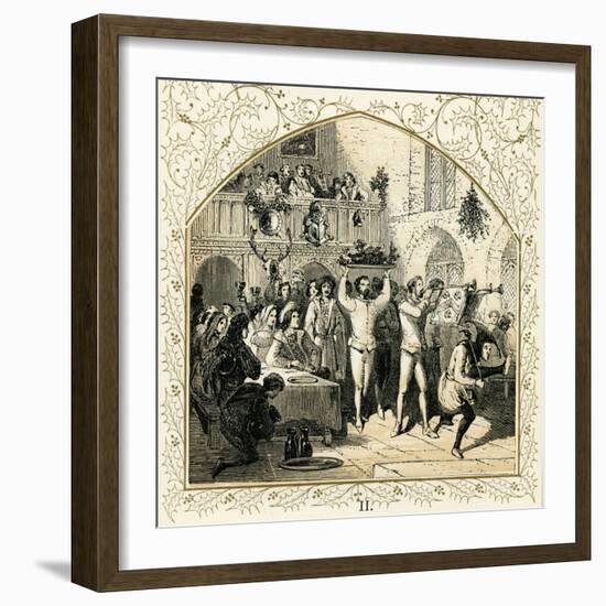 Presenting the boar 's head-Myles Birket Foster-Framed Giclee Print