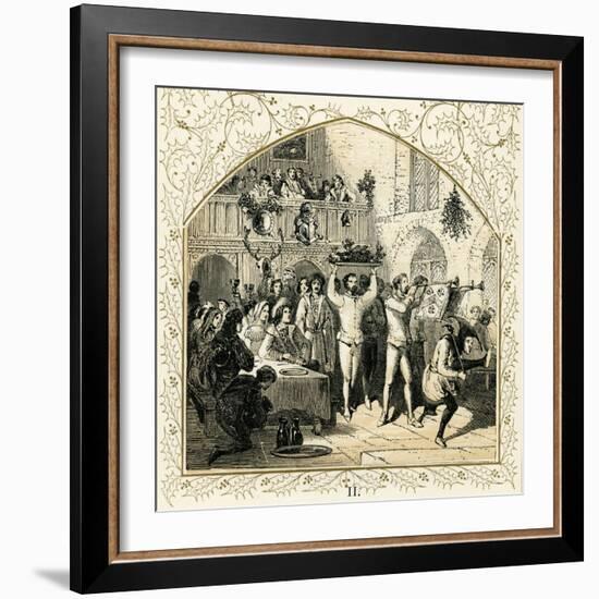 Presenting the boar 's head-Myles Birket Foster-Framed Giclee Print