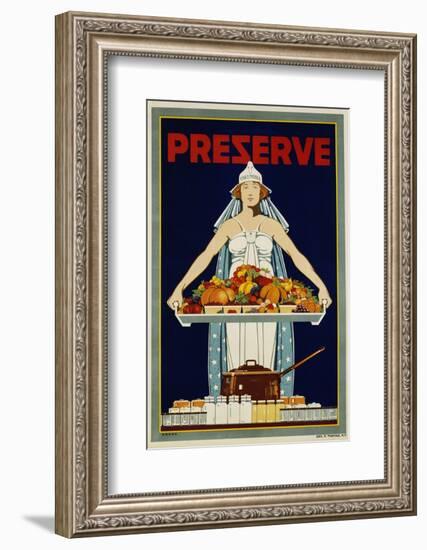 Preserve War Effort Poster with Figure of Columbia-null-Framed Photographic Print