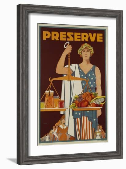 Preserve War Effort Poster with Figure of Justice-null-Framed Giclee Print