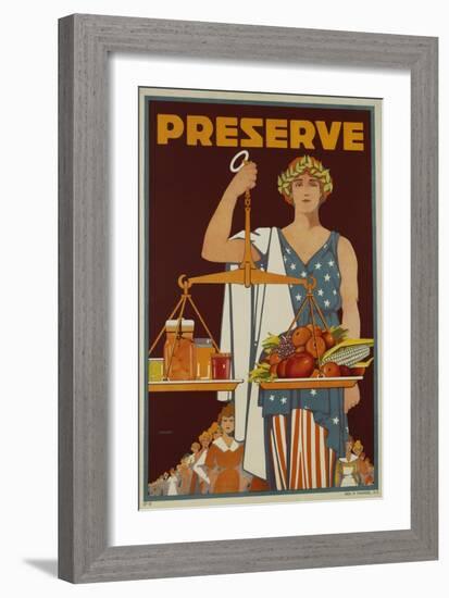 Preserve War Effort Poster with Figure of Justice-null-Framed Giclee Print