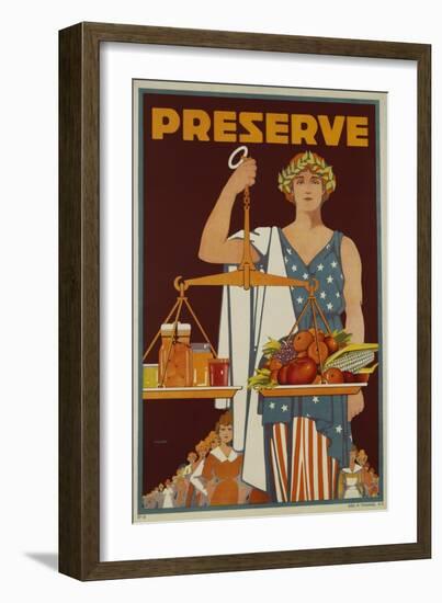 Preserve War Effort Poster with Figure of Justice-null-Framed Giclee Print