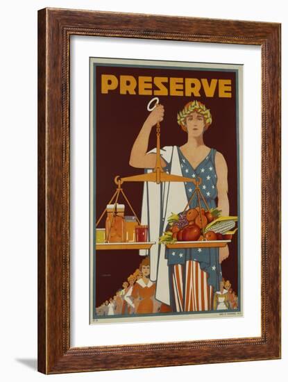 Preserve War Effort Poster with Figure of Justice-null-Framed Giclee Print