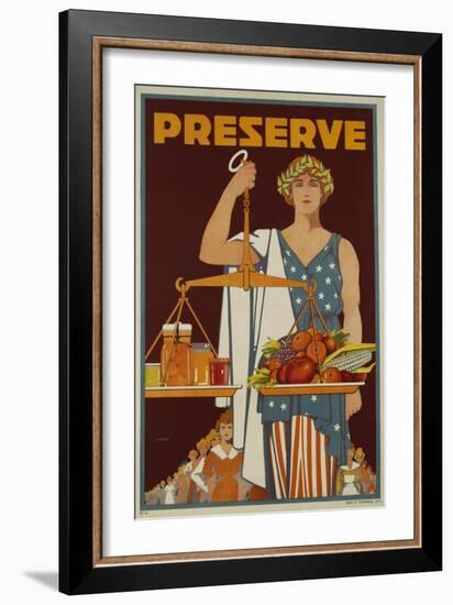 Preserve War Effort Poster with Figure of Justice-null-Framed Giclee Print
