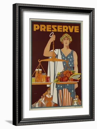 Preserve War Effort Poster with Figure of Justice-null-Framed Giclee Print