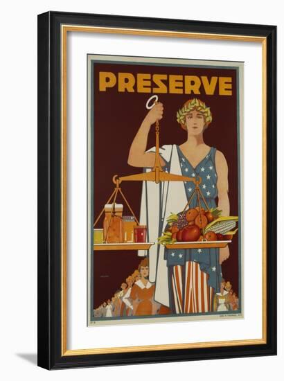 Preserve War Effort Poster with Figure of Justice-null-Framed Giclee Print