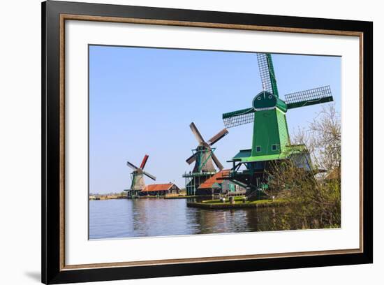 Preserved Historic Windmills and Houses in Zaanse Schans-Amanda Hall-Framed Photographic Print