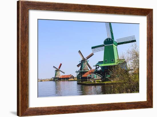 Preserved Historic Windmills and Houses in Zaanse Schans-Amanda Hall-Framed Photographic Print