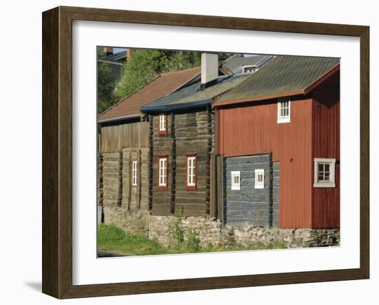 Preserved Miners' Houses, World Heritage Site of Roros, Trondelag, Norway, Scandinavia, Europe-Anthony Waltham-Framed Photographic Print