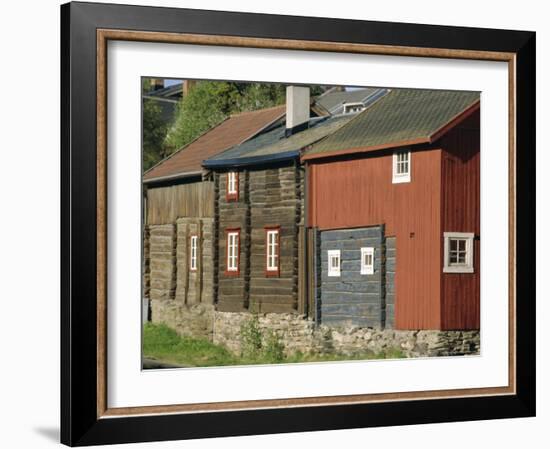 Preserved Miners' Houses, World Heritage Site of Roros, Trondelag, Norway, Scandinavia, Europe-Anthony Waltham-Framed Photographic Print