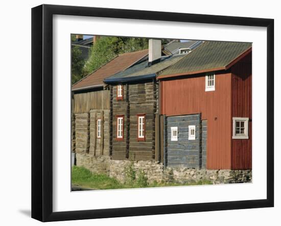 Preserved Miners' Houses, World Heritage Site of Roros, Trondelag, Norway, Scandinavia, Europe-Anthony Waltham-Framed Photographic Print