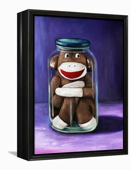 Preserving Childhood Sock Monkey-Leah Saulnier-Framed Premier Image Canvas