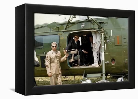 Presideent John F. Kennedy Sitting Inside Helicopter-Stocktrek Images-Framed Premier Image Canvas