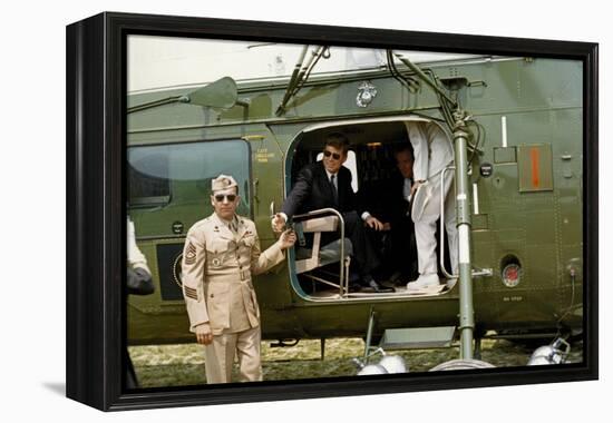 Presideent John F. Kennedy Sitting Inside Helicopter-Stocktrek Images-Framed Premier Image Canvas